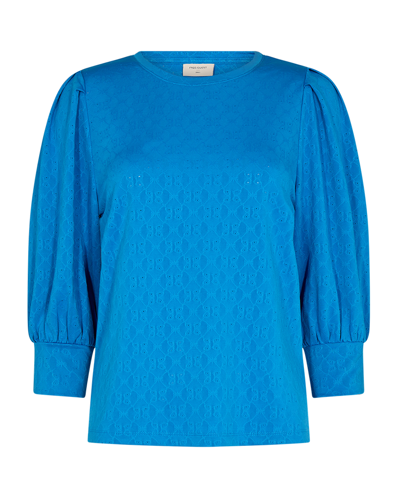 FQBLOND - BLUSE MIT BALLONÄRMELN - BLAU