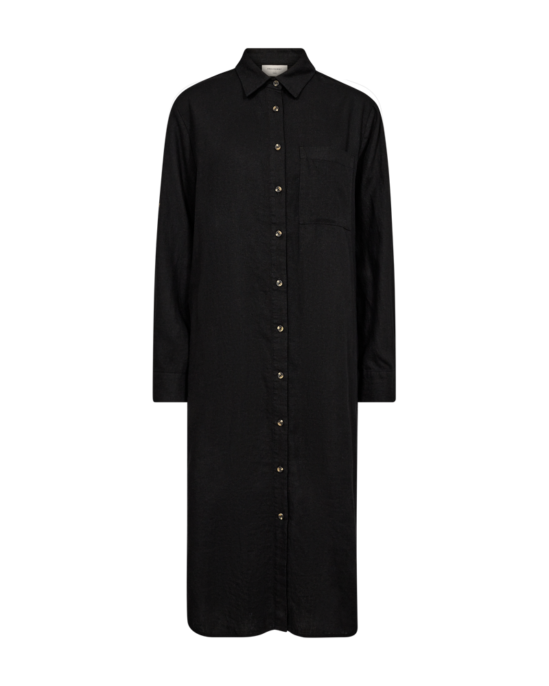 FQLAVA - BLUSENKLEID MIT LEINEN - SCHWARZ