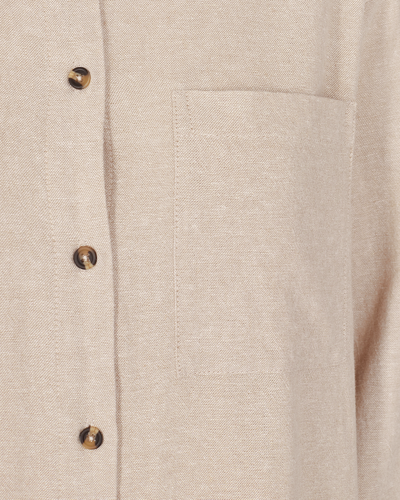 FQLAVA - BLUSENKLEID MIT LEINEN - BEIGE
