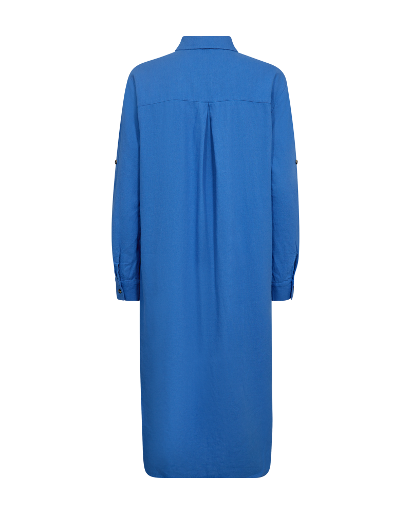 FQLAVA - BLUSENKLEID MIT LEINEN - BLAU