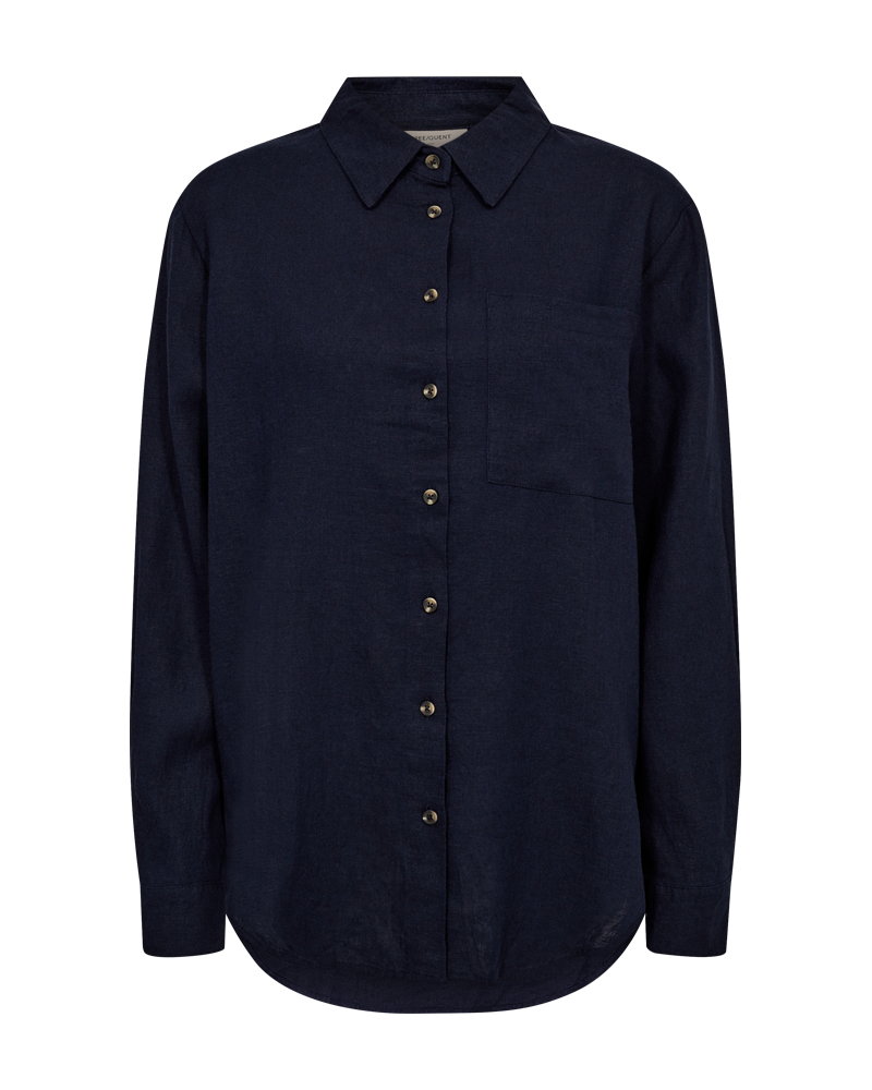 FQLAVA - HEMD MIT LEINEN - BLAU
