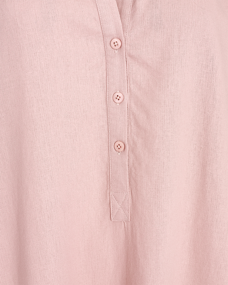 FQLAVA - KLEID MIT LEINEN - ROSA