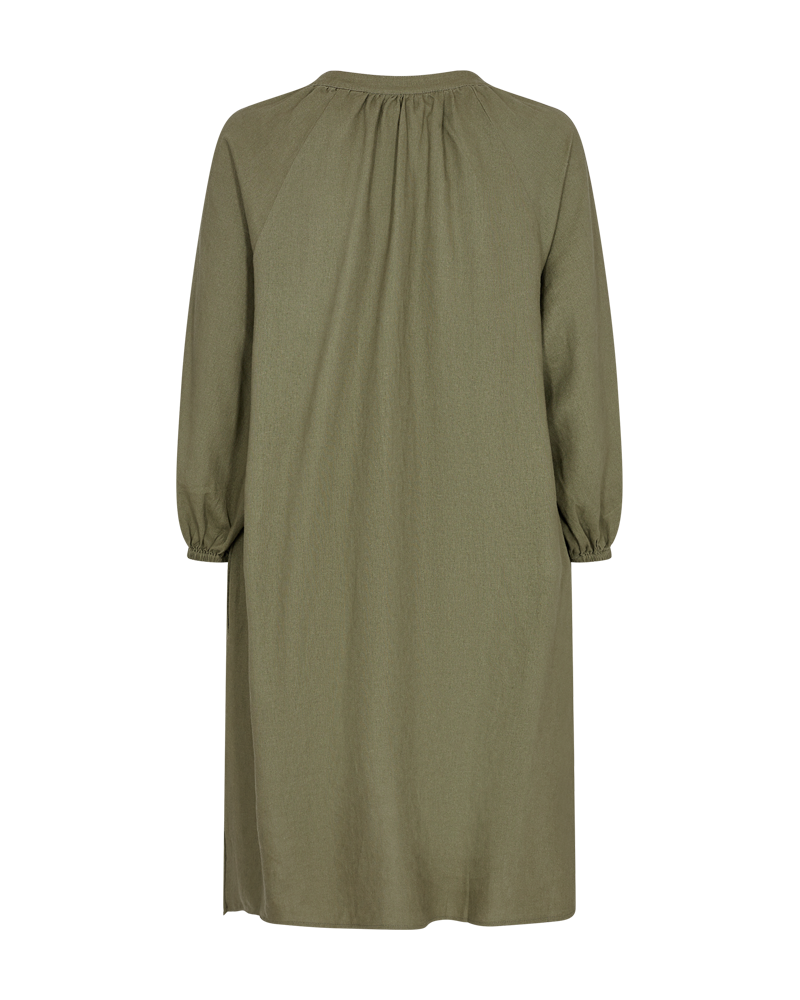 FQLAVA - KLEID MIT LEINEN - GRUN