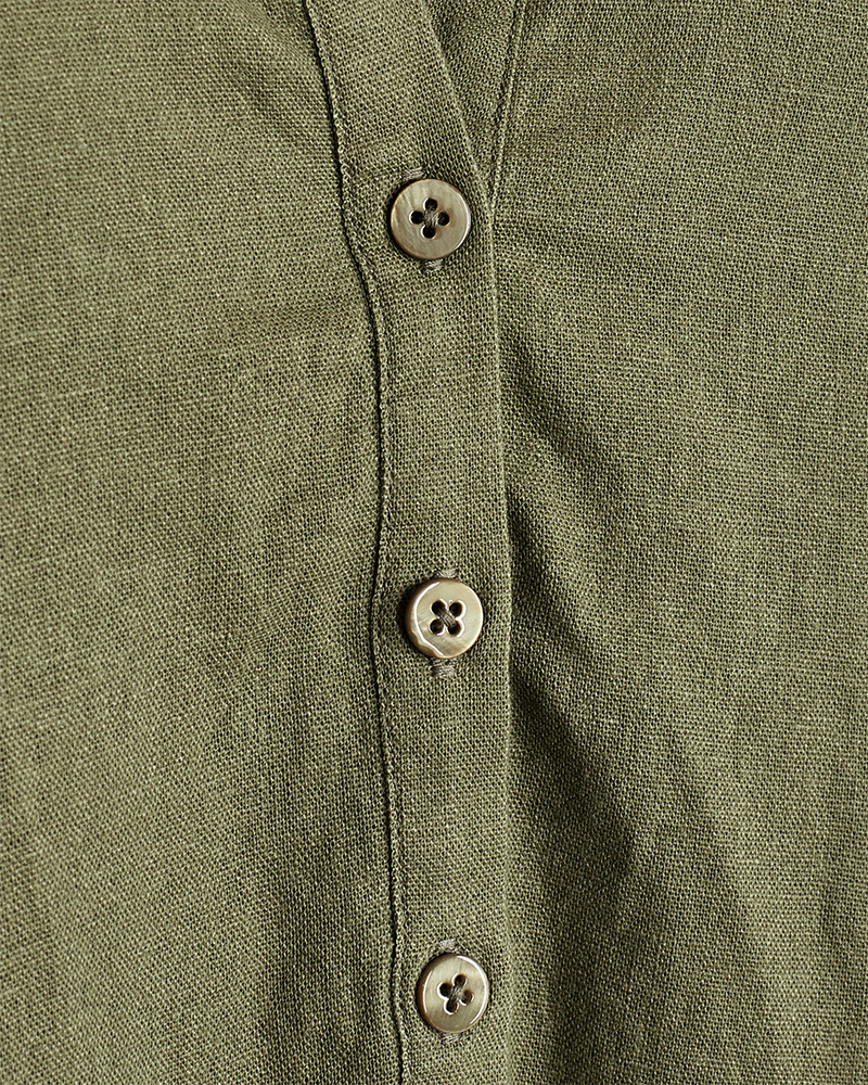 FQLAVA - KLEID MIT LEINEN - GRUN