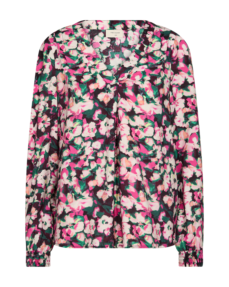 FQCAISA - BLUSE MIT BLUMEN - SCHWARZ