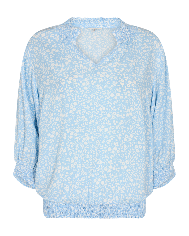 FQADNEY - BLUSE MIT BLUMEN - BLAU