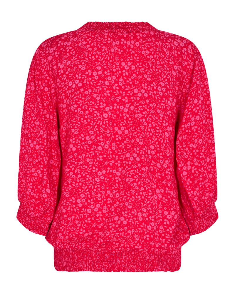 FQADNEY - BLUSE MIT BLUMEN - ROT