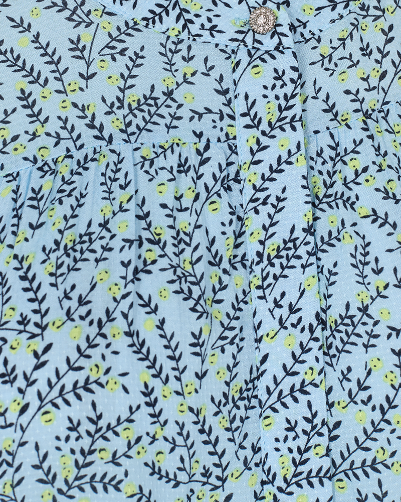 FQADNEY - BLUSE MIT BLUMEN - BLAU