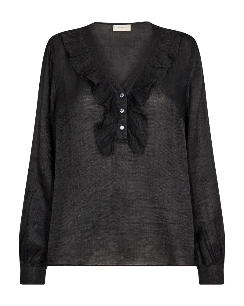 FQSHILA - BLUSE MIT FRANSENDETAILS - SCHWARZ
