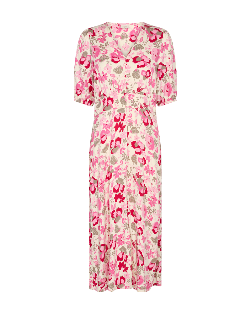 FQGELINE - KLEID MIT BLUMEN - ROT