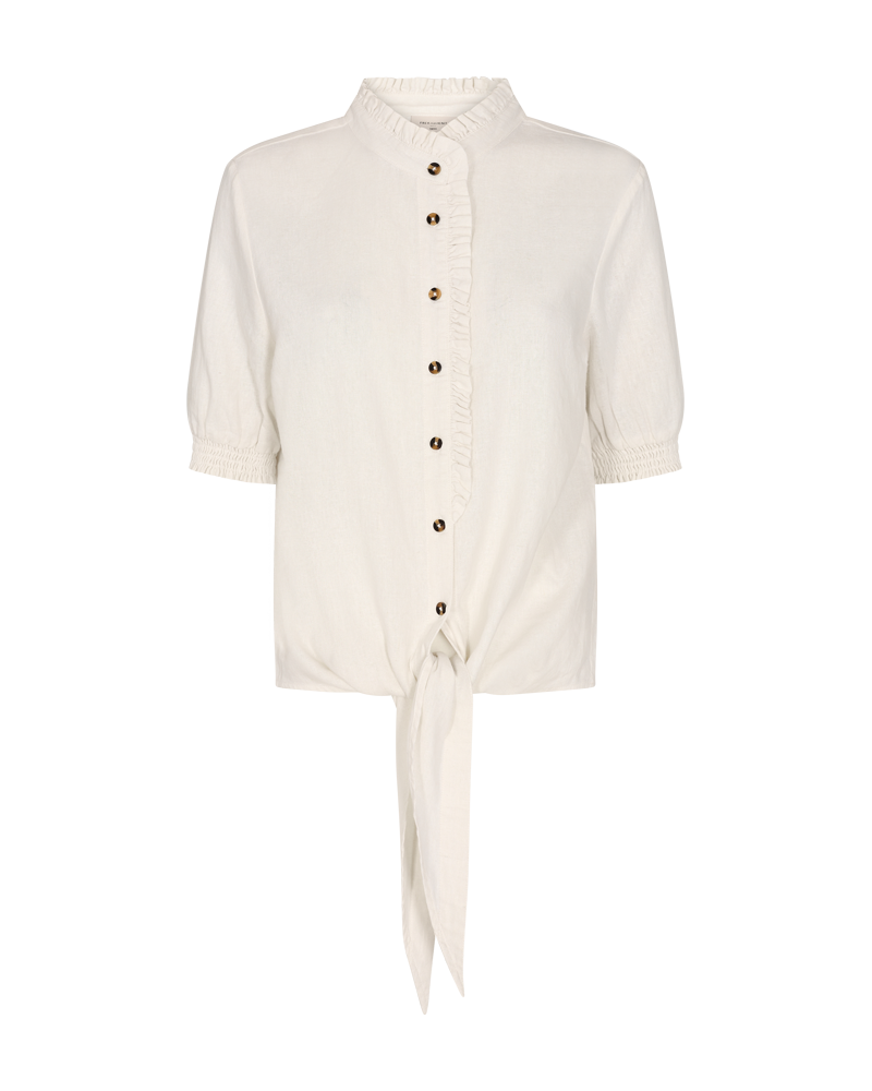 FQLAVA - BLUSE MIT LEINEN - WEISS