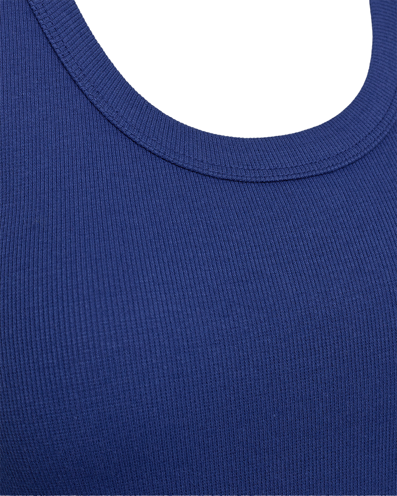 FQHI - TOP AUS RIPPSTRICK - BLAU