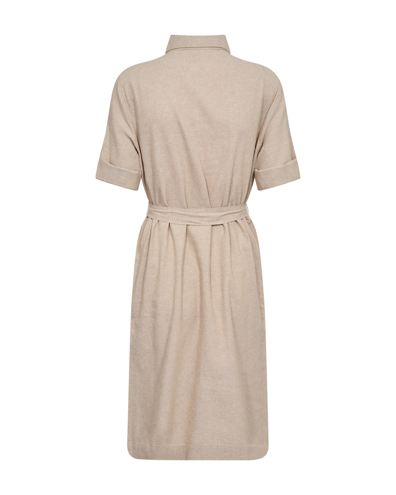 FQLAVA - KLEID MIT LEINEN - BEIGE