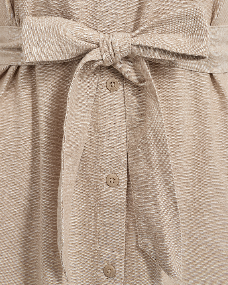 FQLAVA - KLEID MIT LEINEN - BEIGE