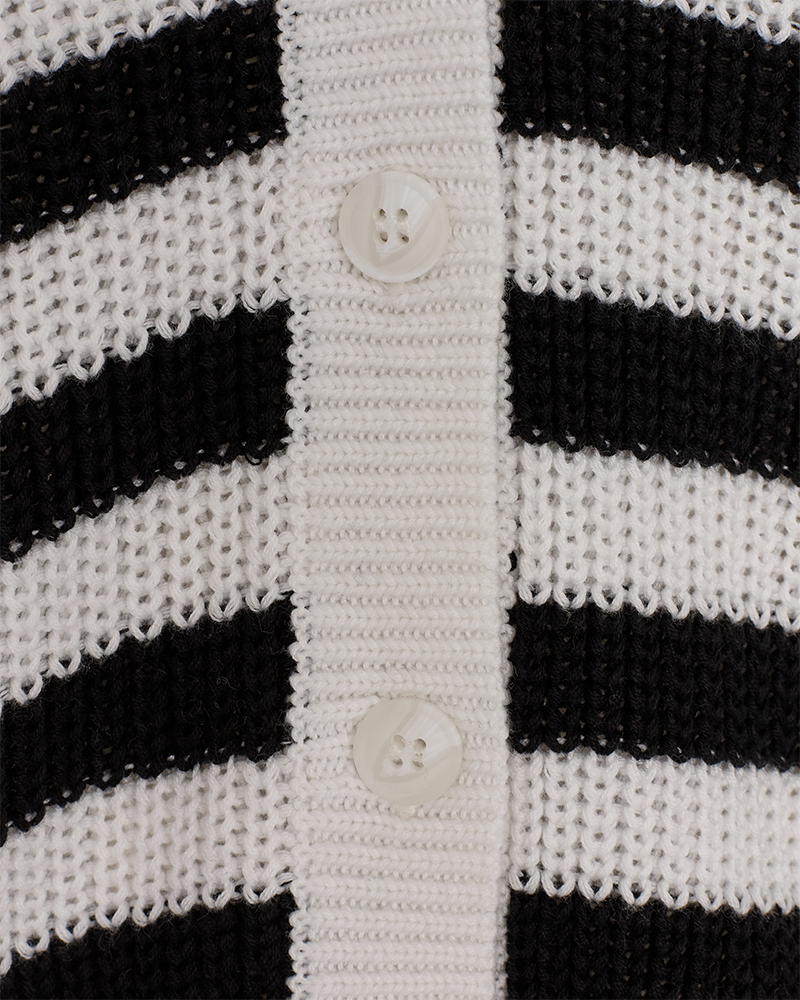 FQIBEN - GERIPPTER CARDIGAN - SCHWARZ UND WEISS