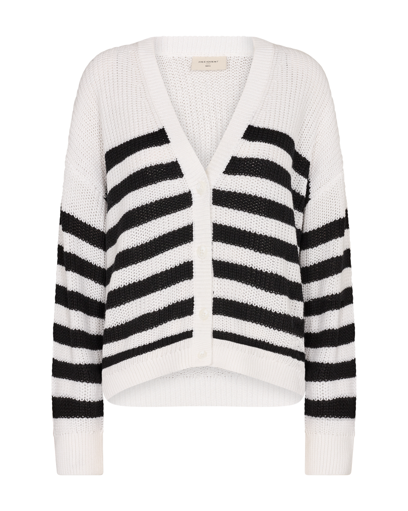FQIBEN - GERIPPTER CARDIGAN - SCHWARZ UND WEISS
