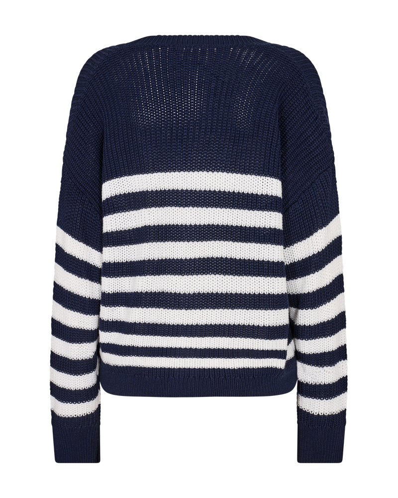 FQIBEN - GERIPPTER CARDIGAN - BLAU UND WEISS