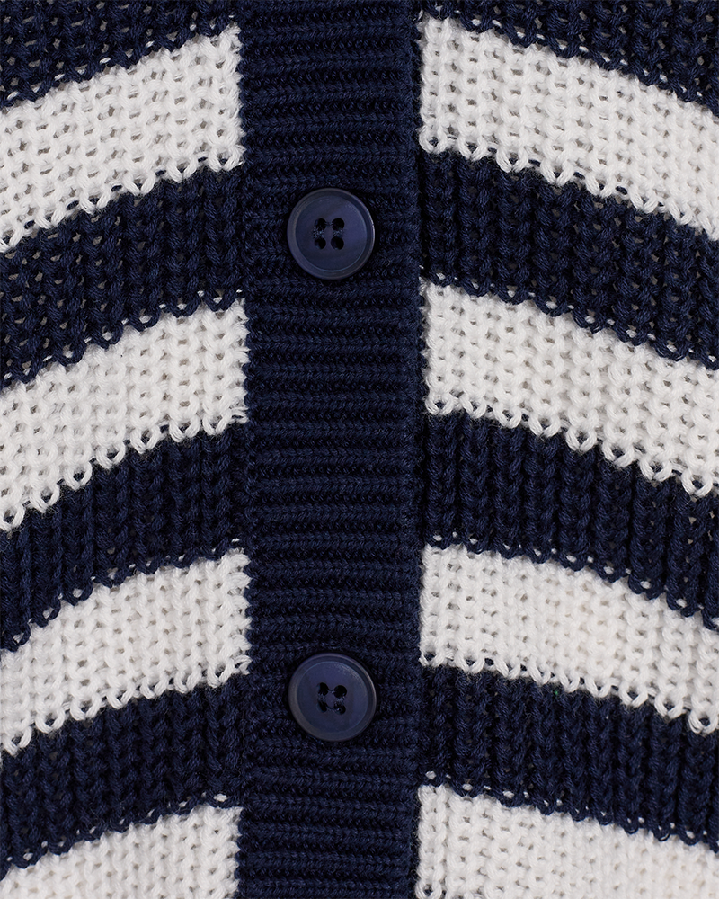 FQIBEN - GERIPPTER CARDIGAN - BLAU UND WEISS