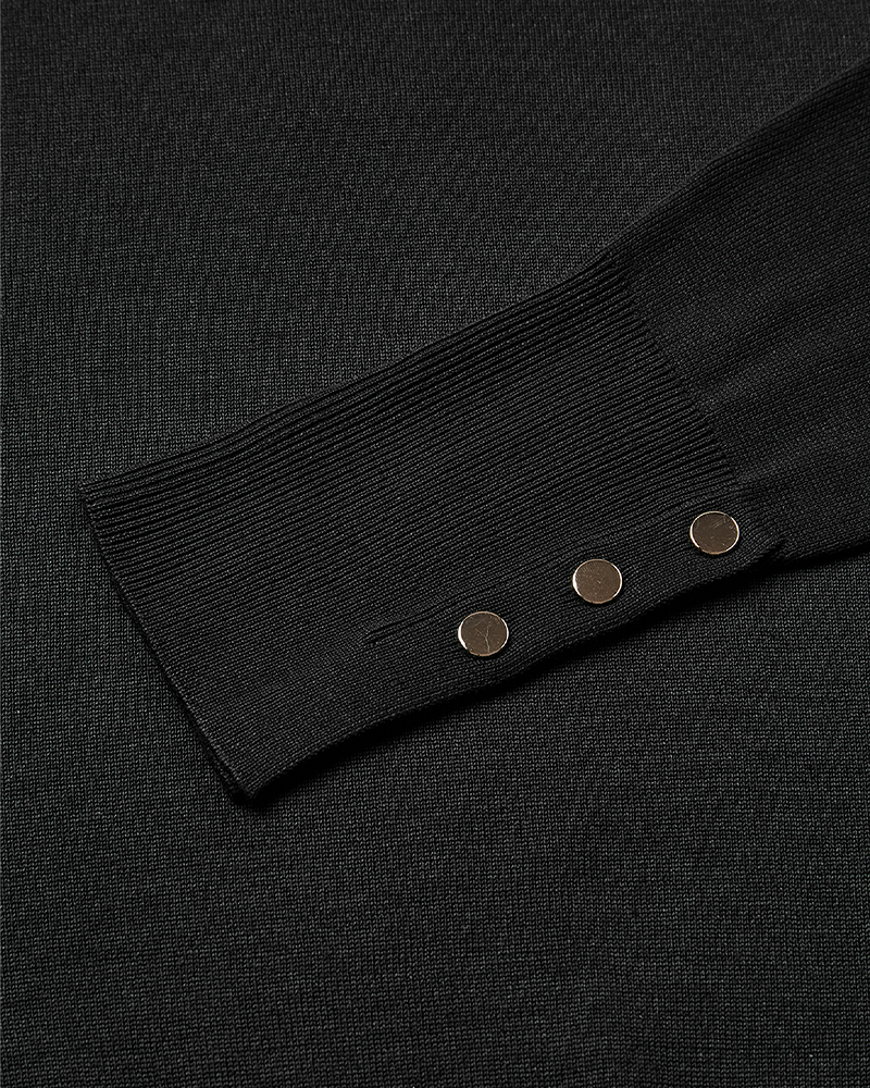 FQKATIE - ROLLKRAGEN PULLOVER - SCHWARZ