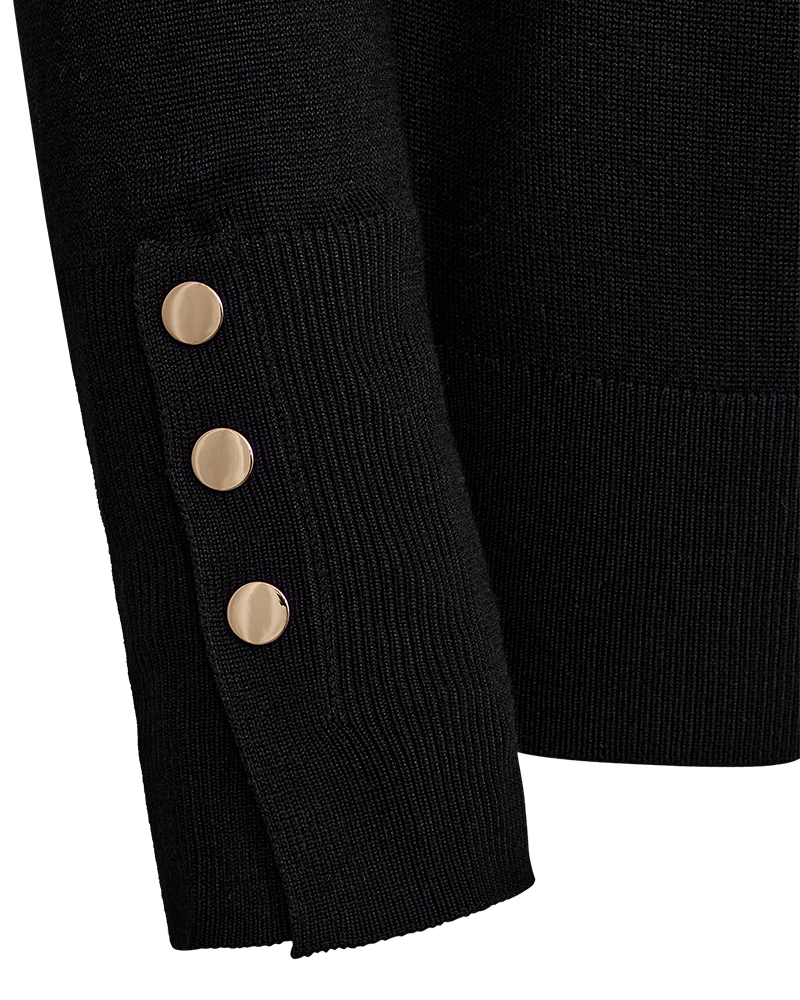 FQKATIE - ROLLKRAGEN PULLOVER - SCHWARZ