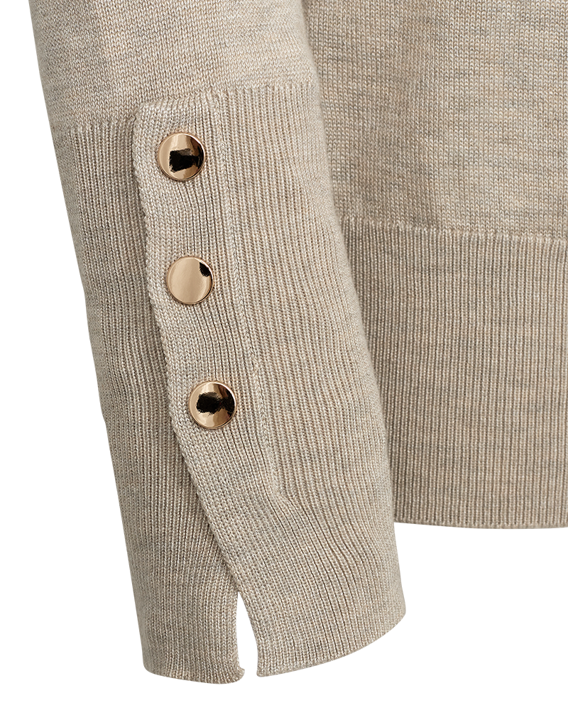FQKATIE - ROLLKRAGEN PULLOVER - BEIGE