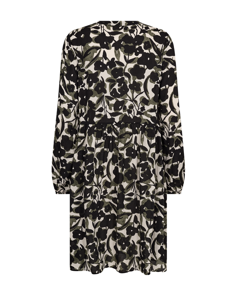FQADNEY - KLEID MIT BLUMENDRUCK - GRUN UND BEIGE