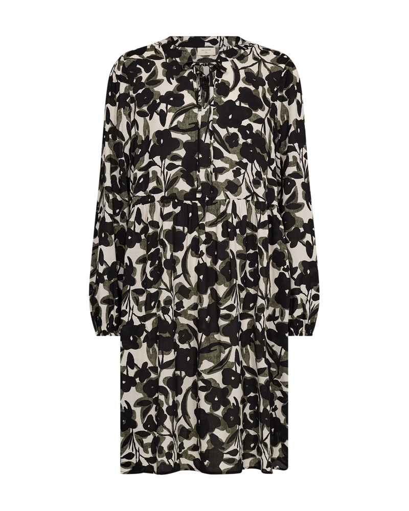 FQADNEY - KLEID MIT BLUMENDRUCK - GRUN UND BEIGE