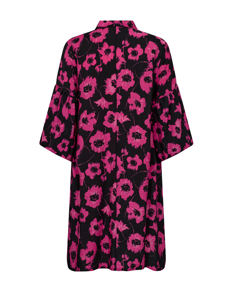 FQFLUSS - KLEID MIT BLUMENDRUCK - SCHWARZ UND ROSA
