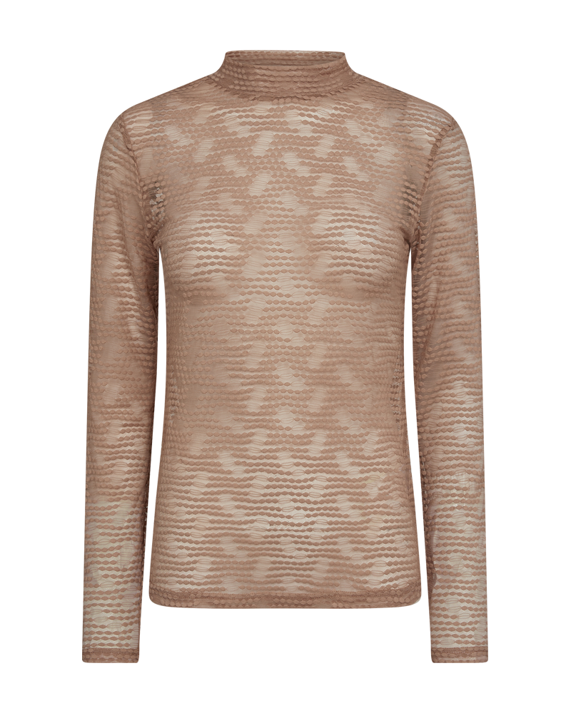 FQISKA - MESH T-SHIRT - BRAUN