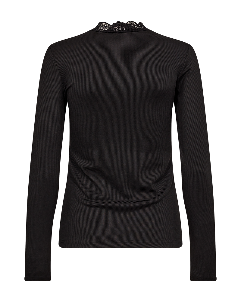 FQELDUNA - BLUSE MIT SPITZE - SCHWARZ
