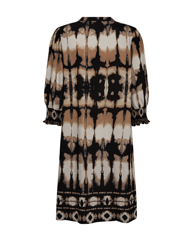 FQABY - KLEID MIT GEMUSTERTEM PRINT - BEIGE UND SCHWARZ