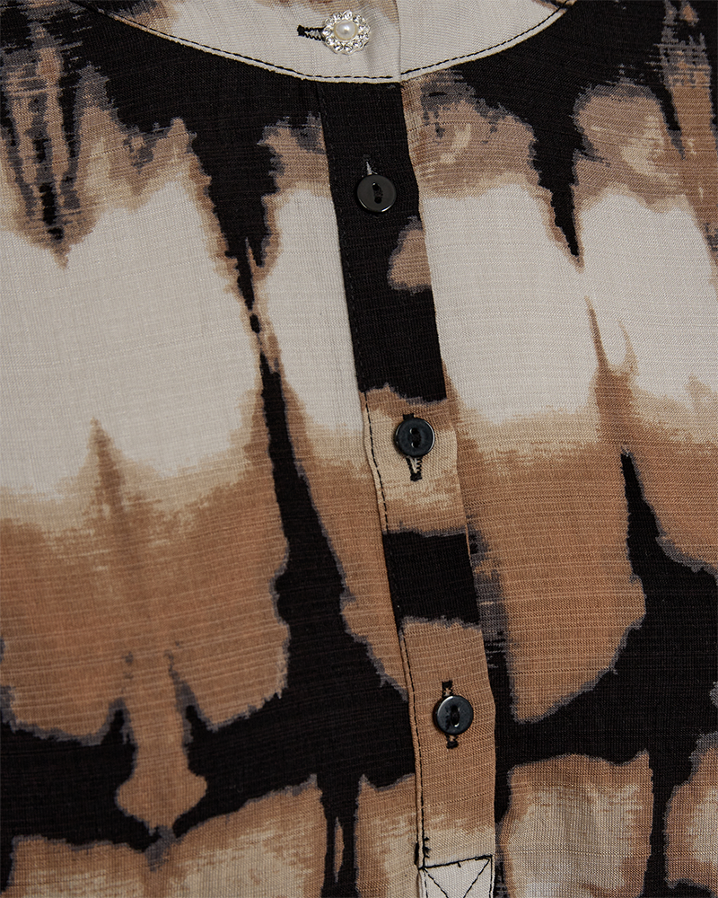 FQABY - KLEID MIT GEMUSTERTEM PRINT - BEIGE UND SCHWARZ