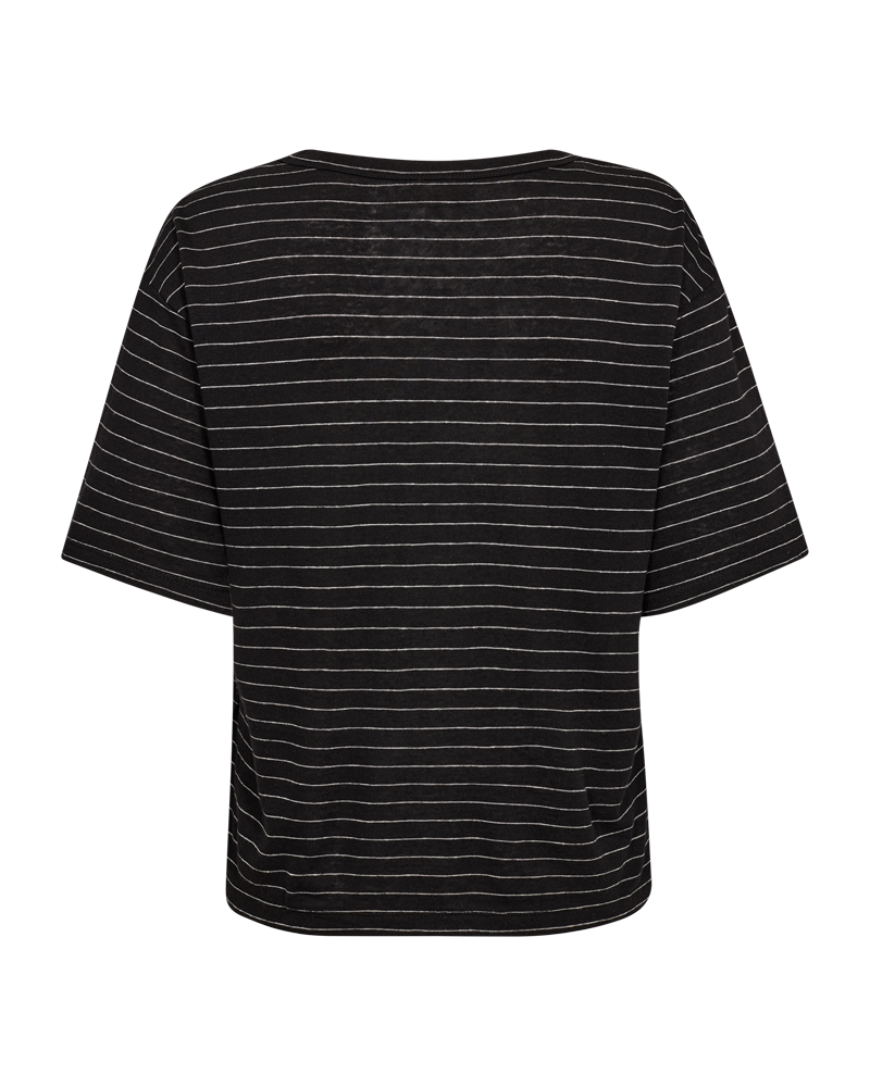 FQHILLE - T-SHIRT AUS LEINENMISCHUNG - SCHWARZ UND WEISS