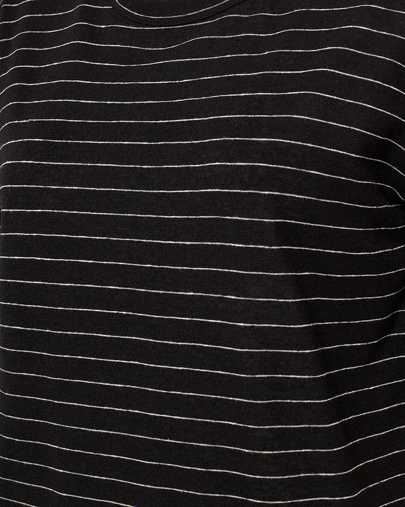FQHILLE - T-SHIRT AUS LEINENMISCHUNG - SCHWARZ UND WEISS
