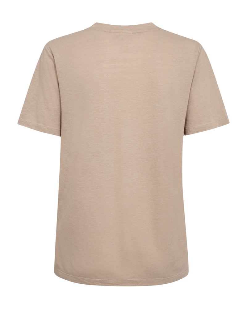 FQHILLE - T-SHIRT AUS LEINENMISCHUNG MIT V-AUSSCHNITT - BEIGE