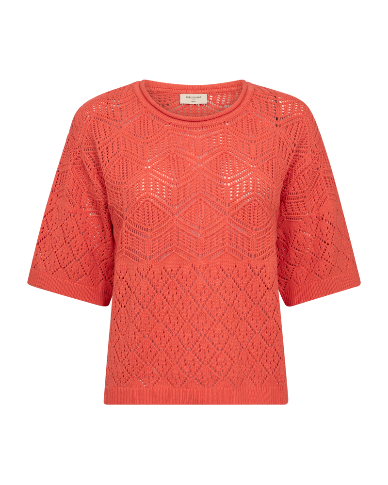 FQCOTLA - PULLOVER MIT SPITZENMUSTER - ORANGE