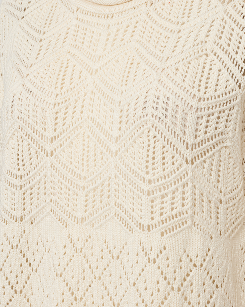 FQCOTLA - PULLOVER MIT SPITZENMUSTER - WEISS
