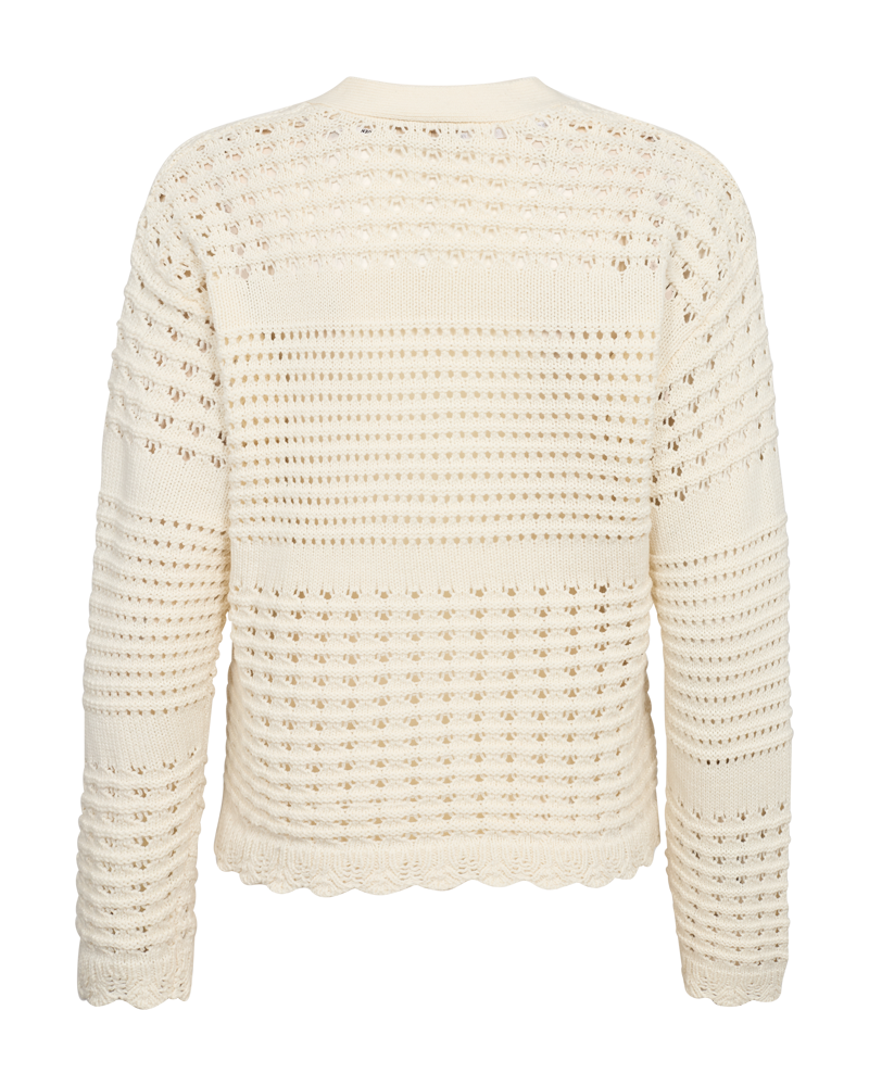 FQCOTLA - CARDIGAN MIT SPITZENMUSTER - WEISS
