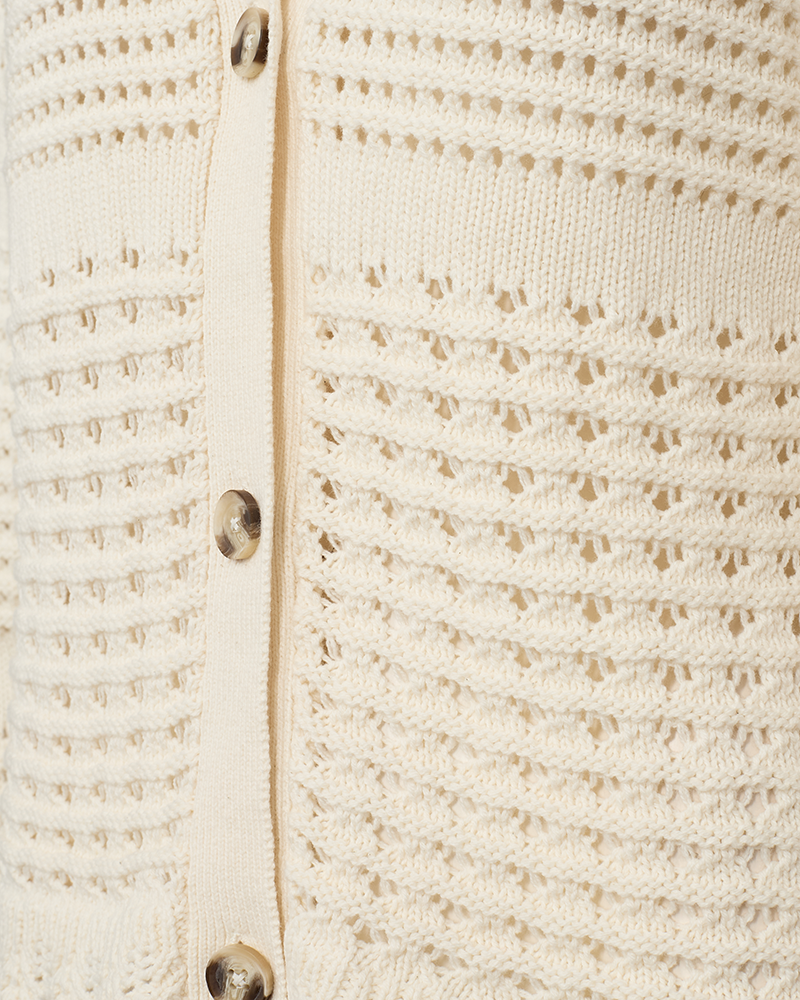 FQCOTLA - CARDIGAN MIT SPITZENMUSTER - WEISS