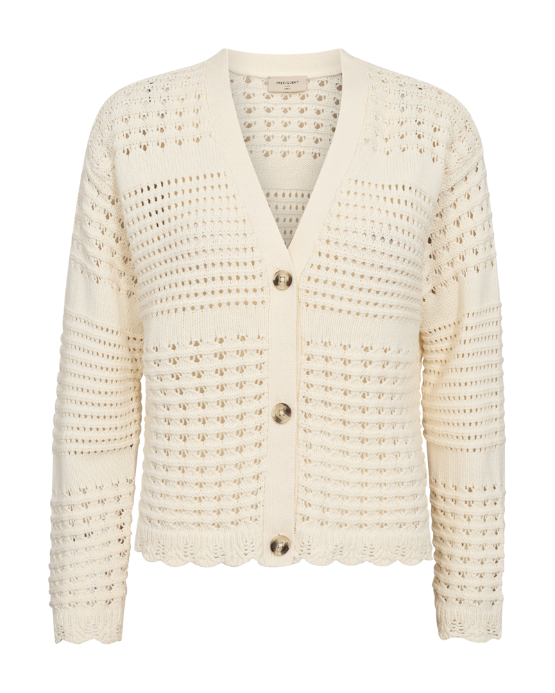 FQCOTLA - CARDIGAN MIT SPITZENMUSTER - WEISS