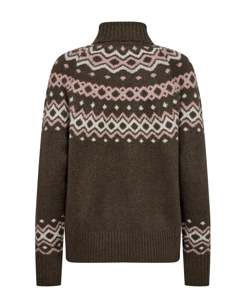 FQMERLA - ROLLKRAGENPULLOVER - BRAUN UND ROSA