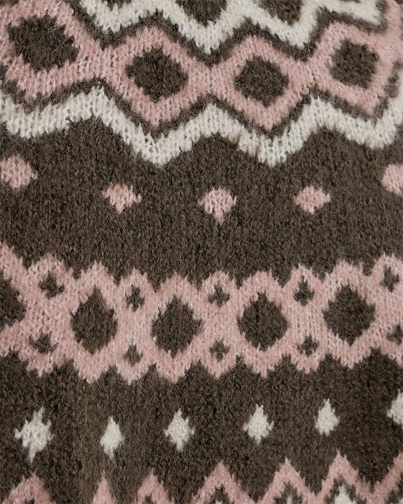 FQMERLA - ROLLKRAGENPULLOVER - BRAUN UND ROSA