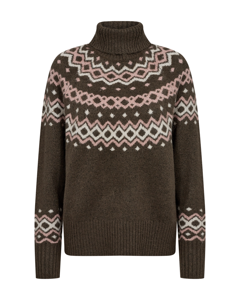 FQMERLA - ROLLKRAGENPULLOVER - BRAUN UND ROSA