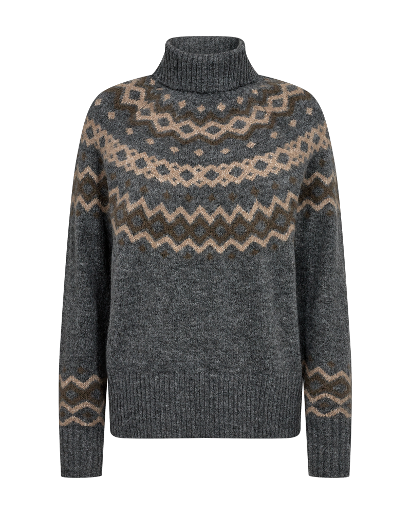FQMERLA - ROLLKRAGENPULLOVER - GRAU UND BRAUN