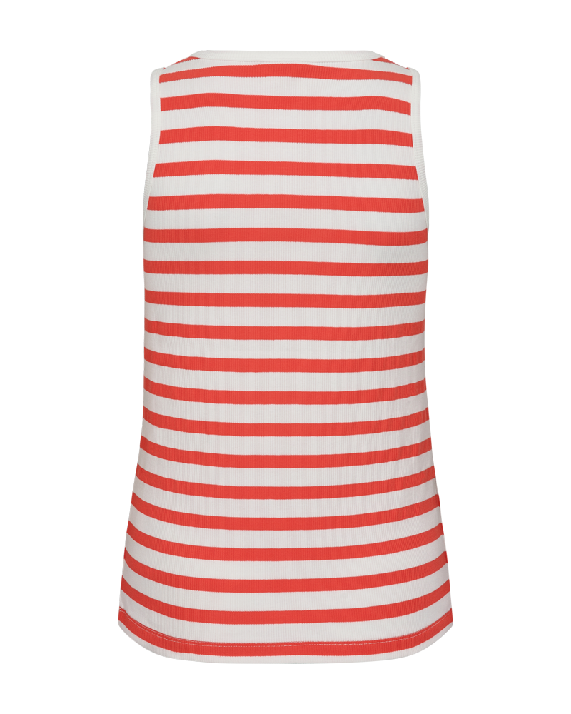 FQEFFY - RIPPENGESTRICKTES TOP - WEISS UND ROT