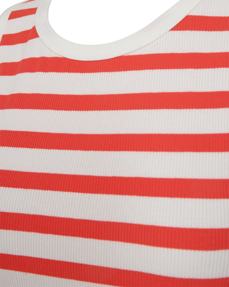 FQEFFY - RIPPENGESTRICKTES TOP - WEISS UND ROT