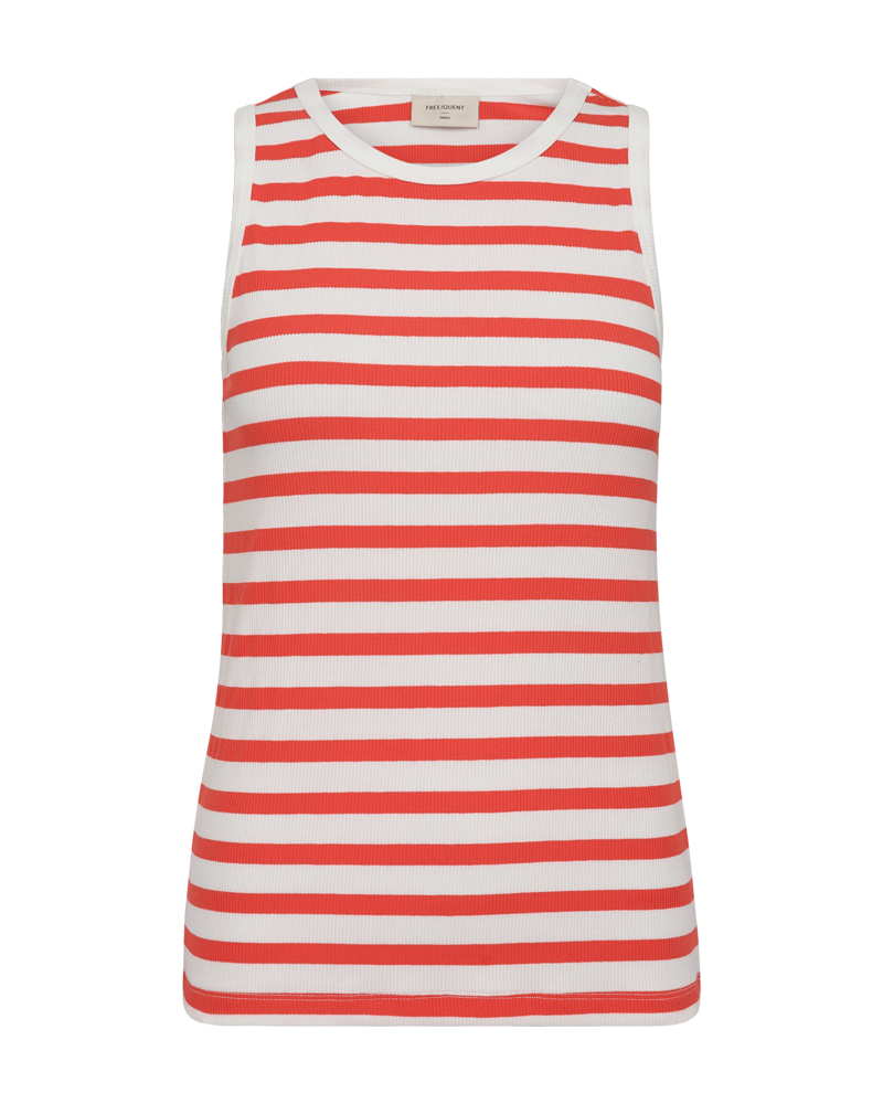 FQEFFY - RIPPENGESTRICKTES TOP - WEISS UND ROT