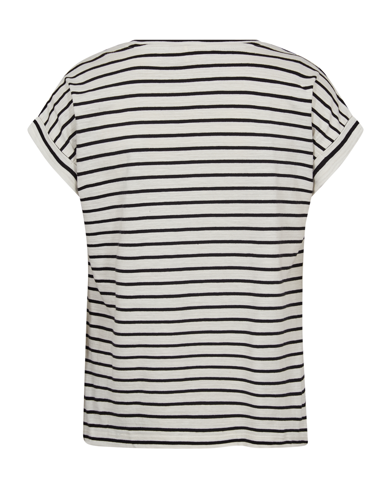 FQVIVA - T-SHIRT MIT GESTREIFTEM PRINT - WEISS UND BLAU