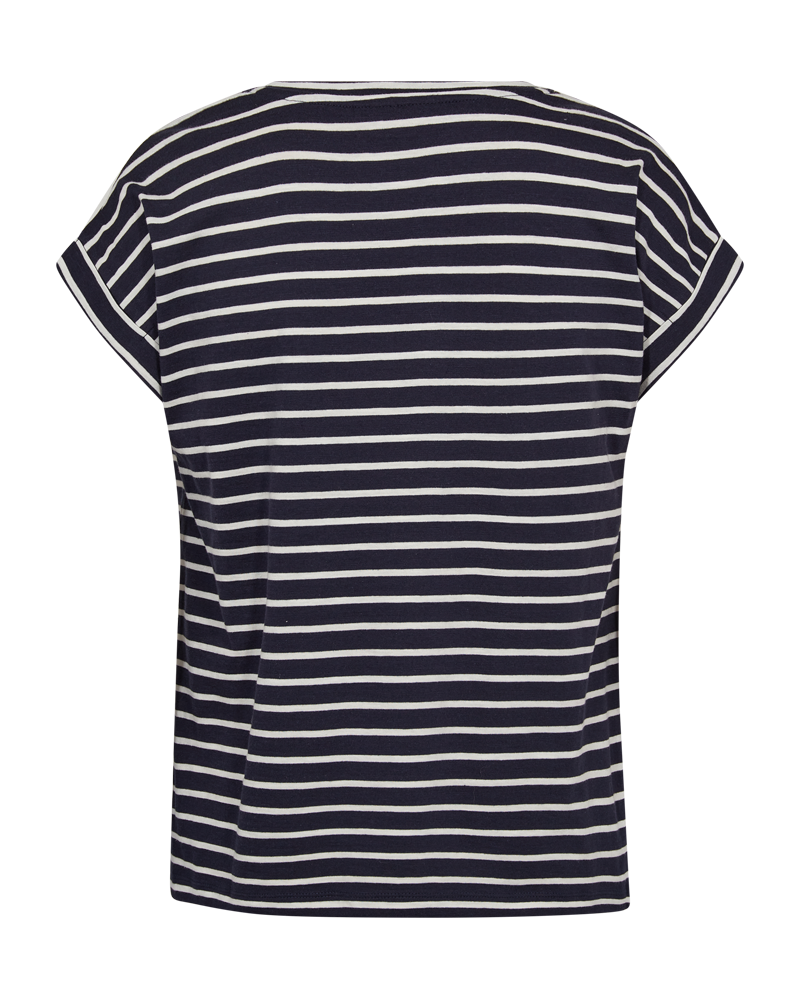 FQVIVA - T-SHIRT MIT GESTREIFTEM PRINT - BLAU UND WEISS