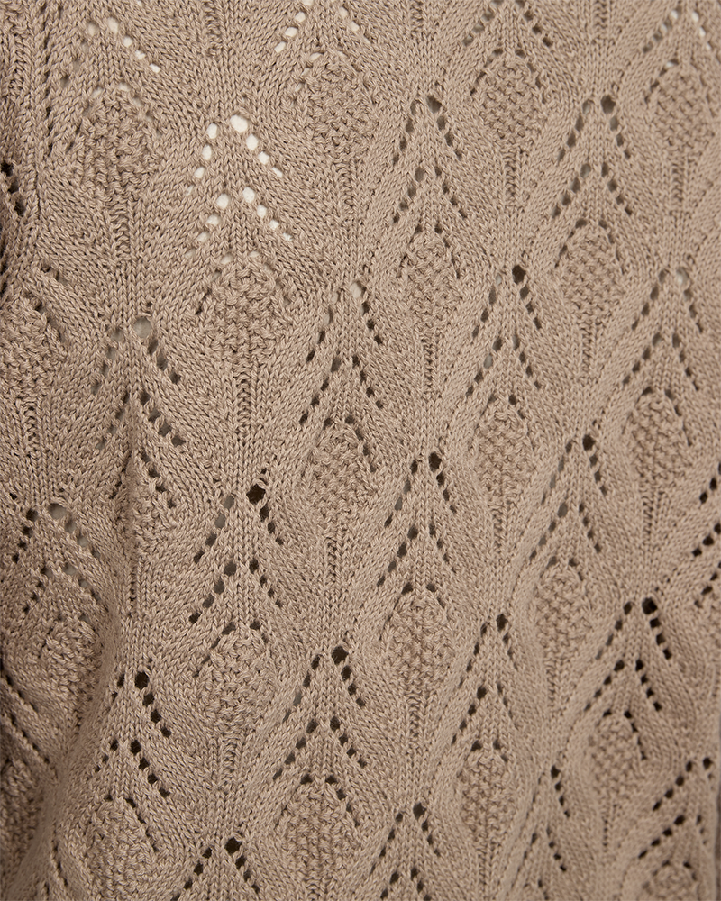 FQDODO - PULLOVER MIT SPITZENMUSTER - BEIGE